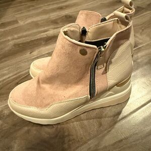Stylish Pink and Cream Women's Ankle Boots